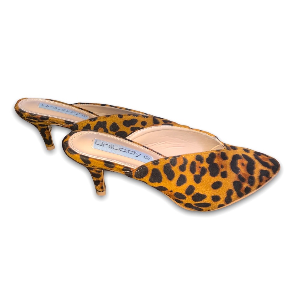 Unilady Diva Cheetah Animal Print Suede Kitten Heel Pumps
